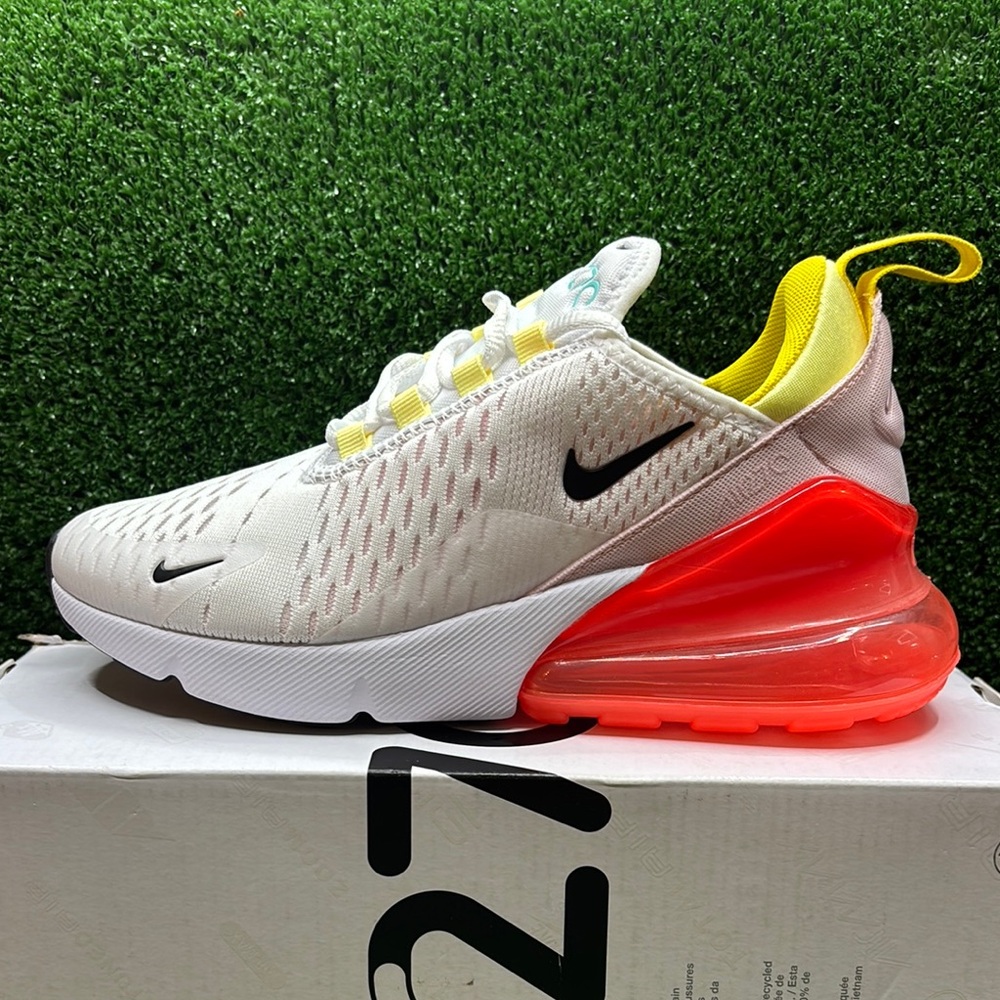Nike Air Max 270 White and Orange Sneakers